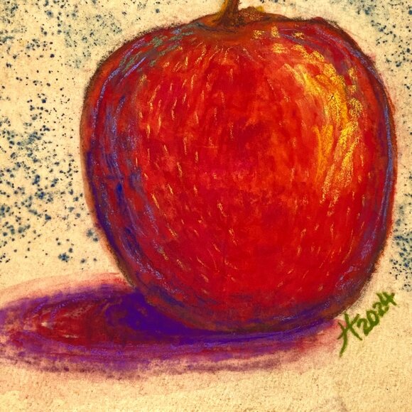 Crisp Original Apple Art Handmade Pastel Painting by Tristina Dietz Elmes 8x10 M - Picture 3 of 9